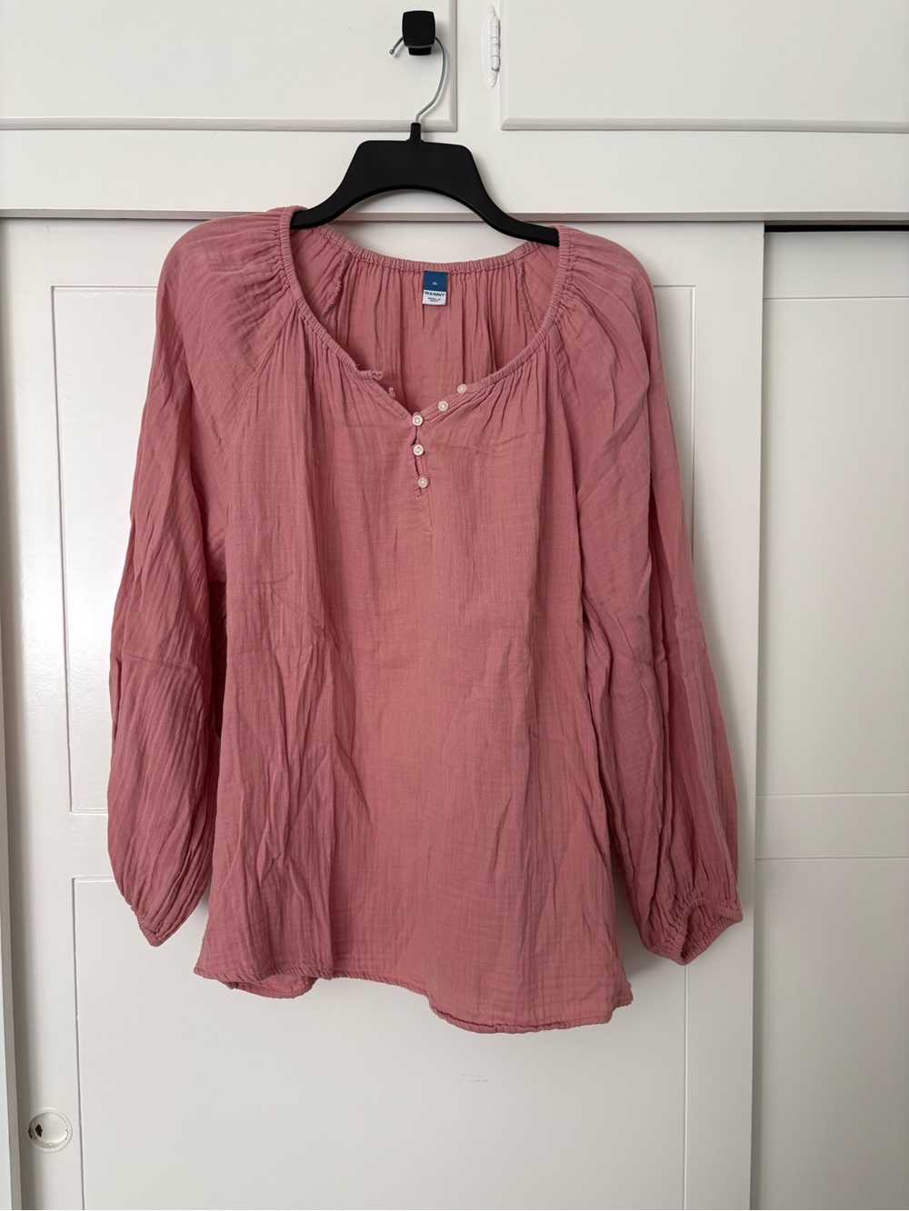 GAP Rose Pink Button-Front Peasant Blouse XL